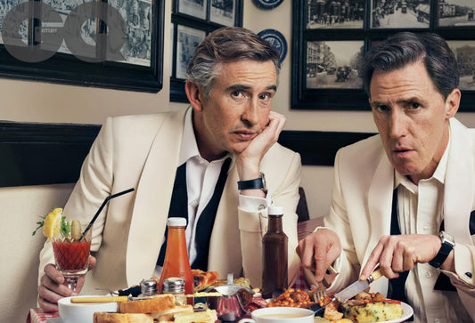 Comedians Steve Coogan and Rob Brydon discuss the Trip series wearing Budd Shirtmakers Dresswear