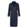 Windowpane Fox Flannel Wool Dressing Gown in Navy