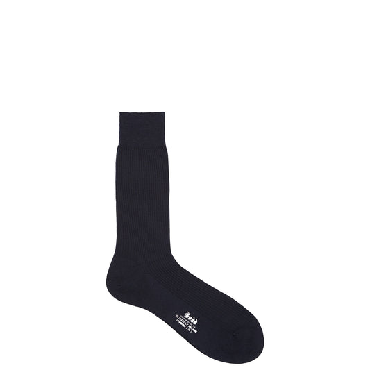 Plain Wool Short Socks in Navy