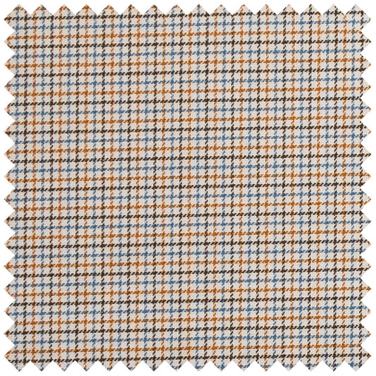 Fine Twill Check Brushed Cotton in Ochre and Blue