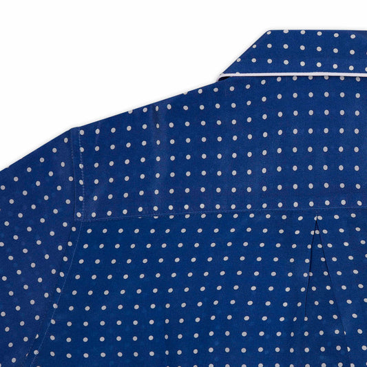 Polka Dot Silk Crepe De Chine Women's Pyjamas in Azure