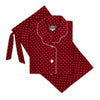 Polka Dot Silk Crepe De Chine Women's Pyjamas in Ruby