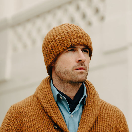 Cashmere Thick Ribbed Hat in Vintage Vicuna