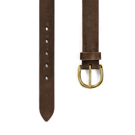 Pembridge Bridle Leather Belt in Dark Brown Suede