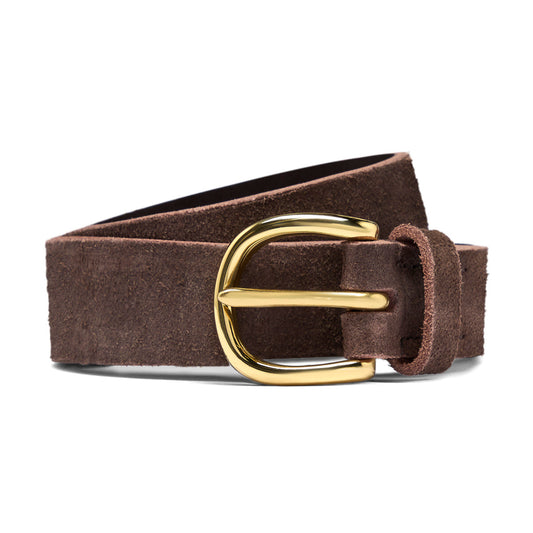 Pembridge Bridle Leather Belt in Dark Brown Suede