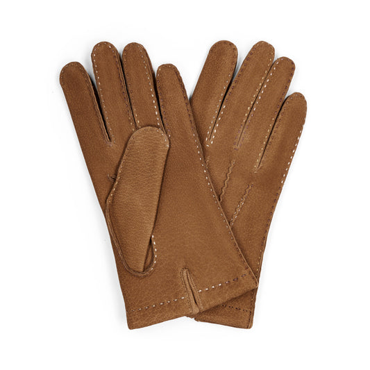 Nubuck Leather Gloves in Cognac