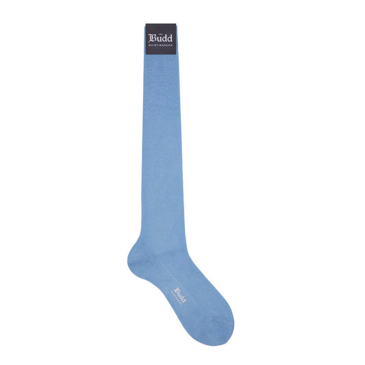 Piquet Cotton Long Socks in Sky