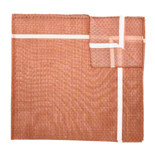 Molitor Honeycomb Batiste Cotton Handkerchief in Coral