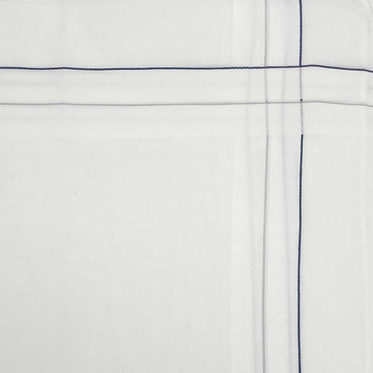 Italian Cotton Hand Stitched Border Handkerchief in Navy