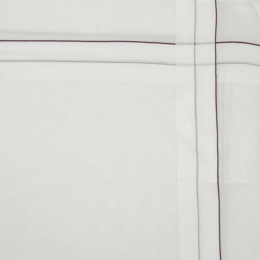 Italian Cotton Hand Stitched Border Handkerchief in Wine