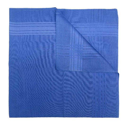 Italian Cotton Satin Border Bandana Handkerchief in Cornflower