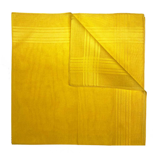 Italian Cotton Satin Border Bandana Handkerchief in Lemon Yellow