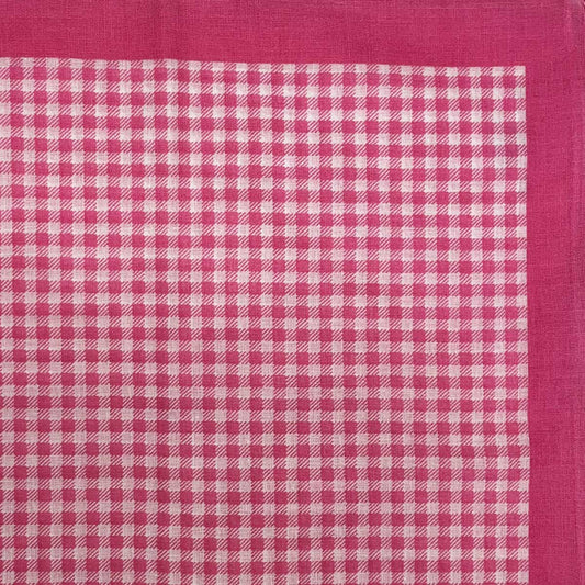 Italian Cotton Large Gingham Handkerchief in Bubblegum