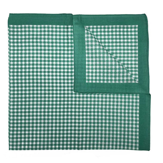 Italian Cotton Large Gingham Handkerchief in Jade