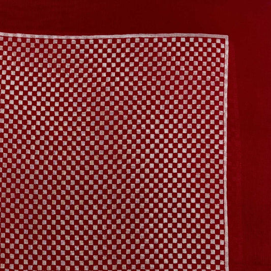 Italian Cotton Dice Check Handkerchief in Red