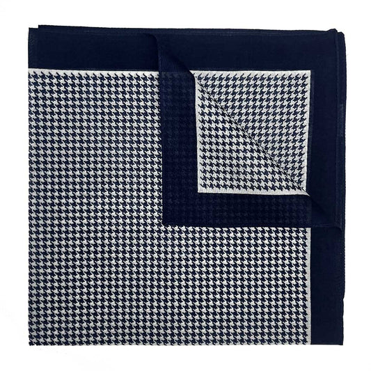 Italian Cotton Dogtooth Handkerchief in Navy