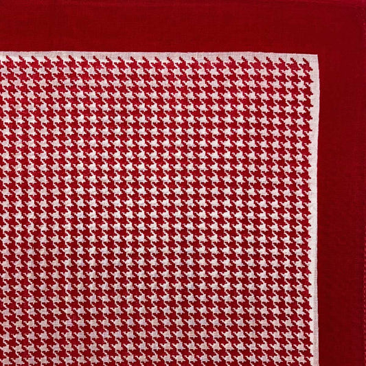 Italian Cotton Dogtooth Handkerchief in Red