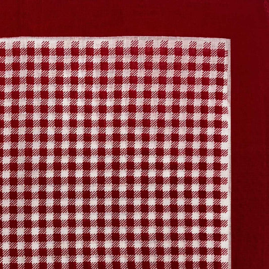 Italian Cotton Gingham Check Handkerchief in Red