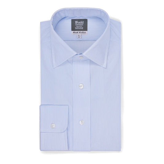 Tailored Fit Needle Stripe Button Cuff Shirt in Sky Blue