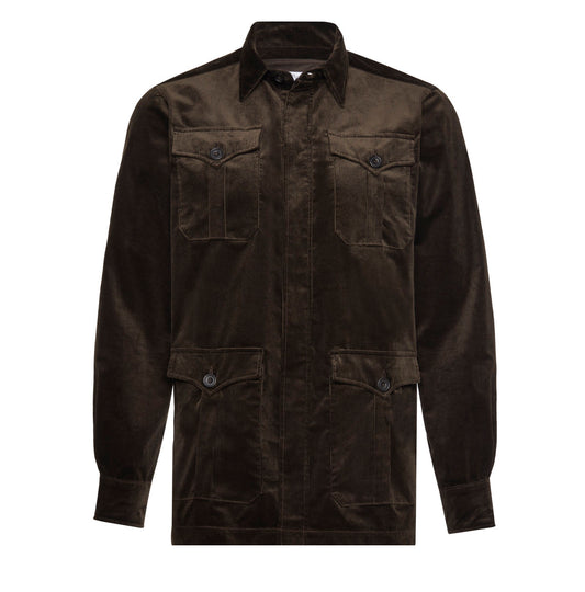 Cotton Corduroy Safari Jacket in Olive