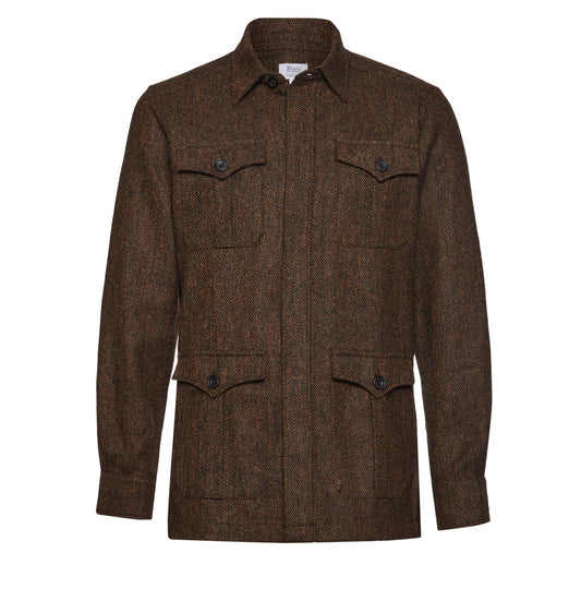 Herringbone Tweed Safari Jacket in Ashdown