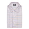 Tailored Fit Flanello Brushed Cotton Check Shirt in Blue and Orange