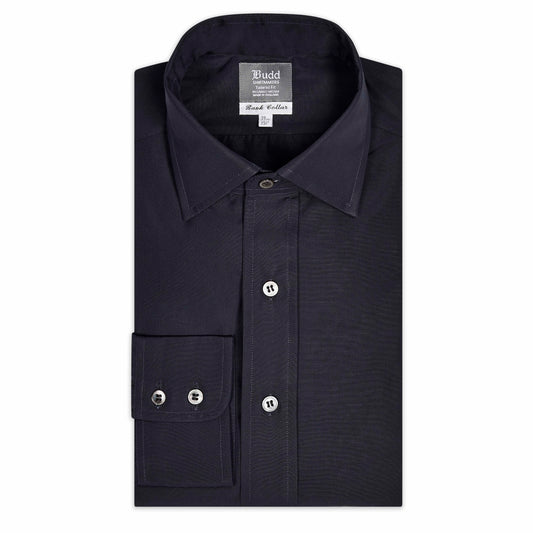 Tailored Fit Chambray Bank Collar Shirt in Midnight