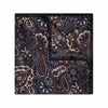 Floral Paisley Silk Pocket Square in Navy and Copper