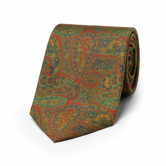 Antique Paisley Hopsack Silk Tie in Cordovan