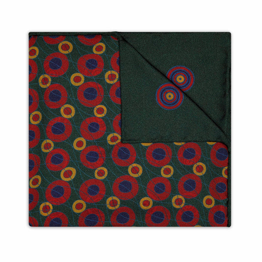 Abstract Target Motif Silk Pocket Square in Yew