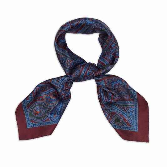 Grand Paisley Madder Silk Neckerchief in Burgundy