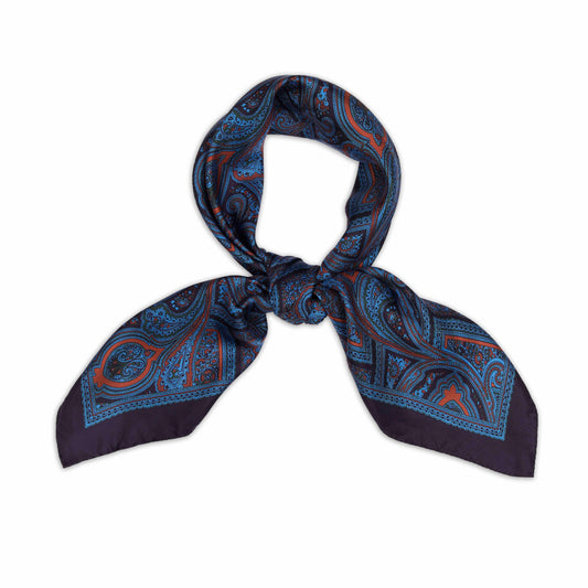 Grand Paisley Madder Silk Neckerchief in Midnight