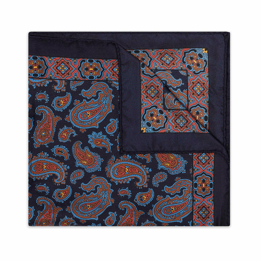 Scattered Paisley Madder Silk Neckerchief in Bluebird