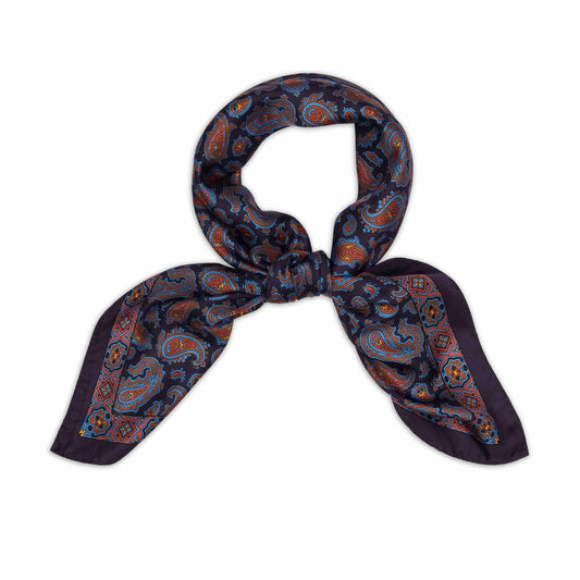 Scattered Paisley Madder Silk Neckerchief in Bluebird