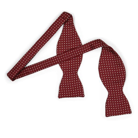 Burgundy and white spot silk bow tie