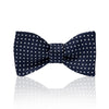 Navy and white silk spot bow tie