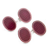 Sterling Silver Engine Turned Enamel Cufflinks in Ruby