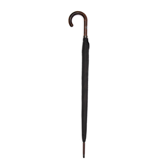 Maple Handle Town Umbrella in Black Twill