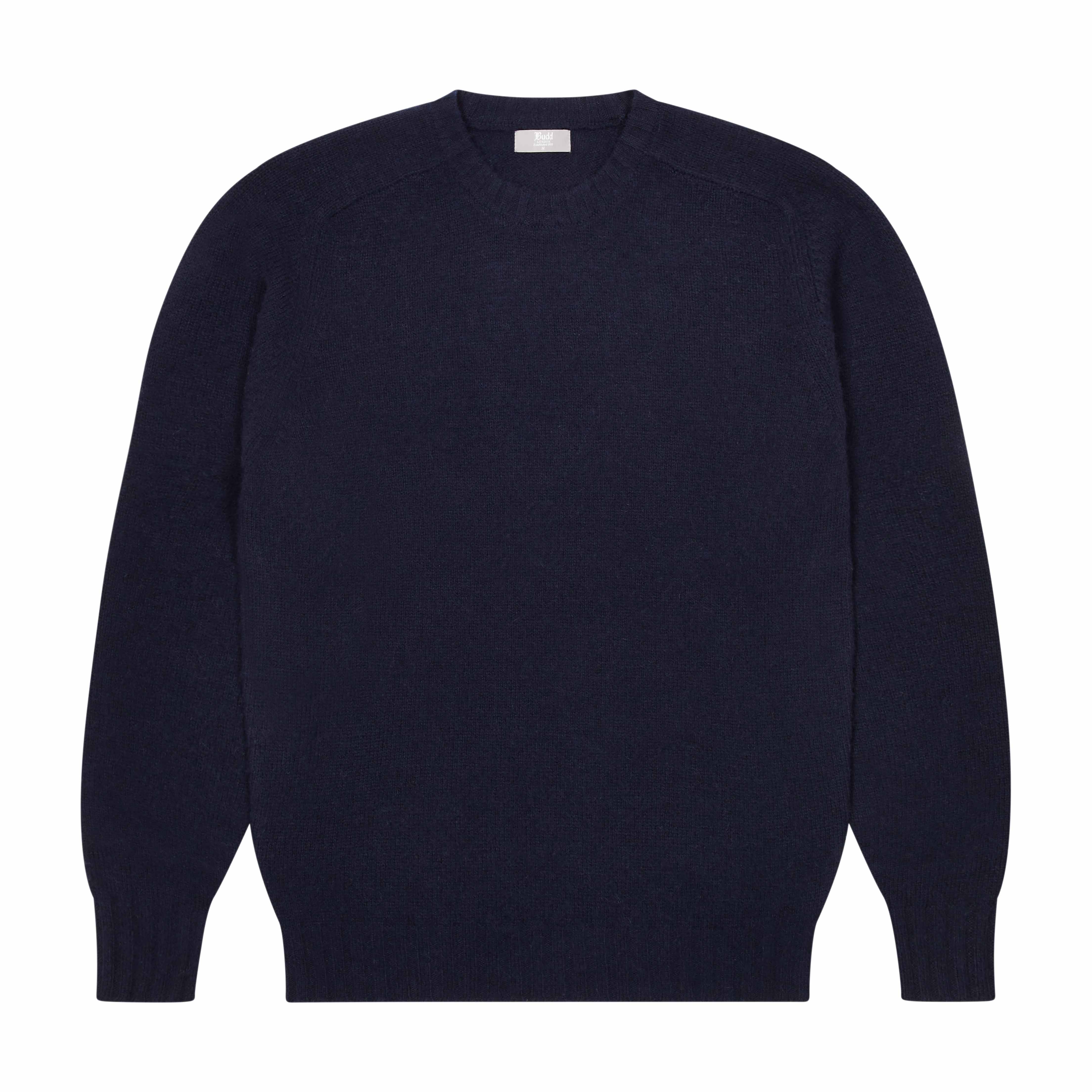 Brushed Shetland Crew Neck in Navy – Budd London