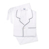 Men's white poplin pyjamas with navy piping