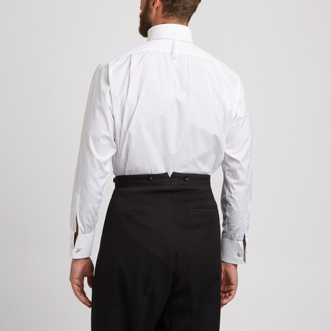 White Stiff Bib Neckband Linen Dress Shirt – Budd London