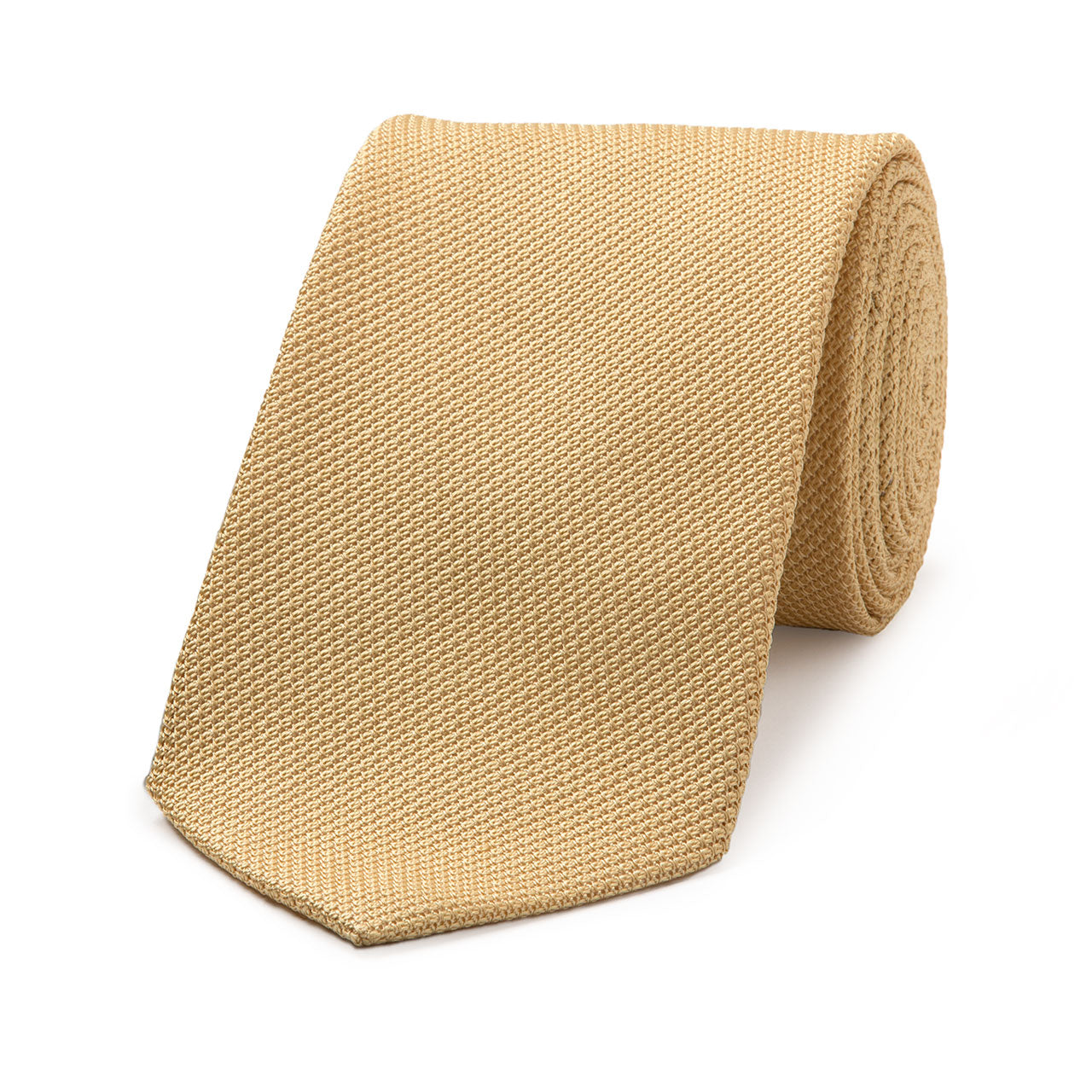 Plain Silk Piccola Grenadine Tie in Gold – Budd London