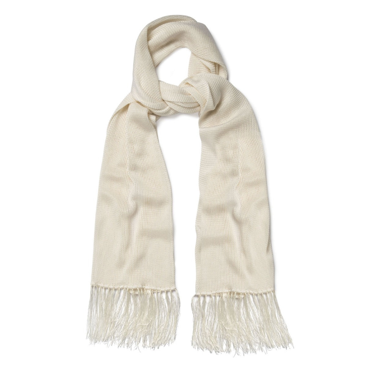 Plain Knitted Silk Dress Scarf in Ivory – Budd London