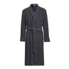 Plain Cashmere and Wool Dressing Gown in Charcoal and Navy