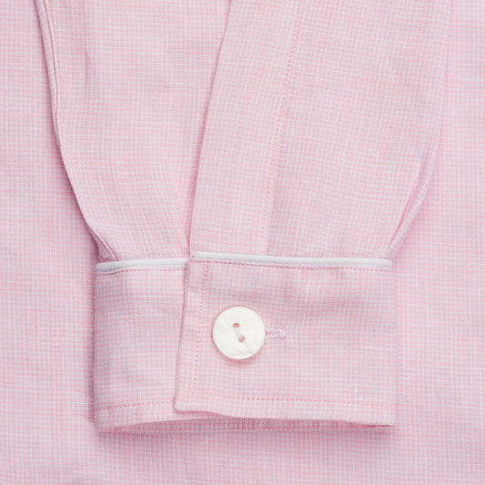 Small Check Linen Women's Pyjamas in Pink in White