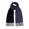 Silk Spot Scarf with Cashmere Backing in Navy