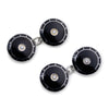 Domed Sterling Silver Enamel Chain Cufflinks in Diamond