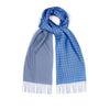 Sky blue and white Silk Spot Scarf with matching sky blue cashmere backing